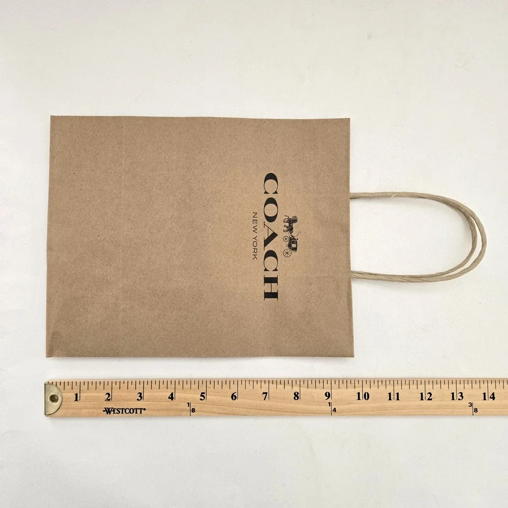 Coach New York Brown Paper Shopping Bag With Card Insert Small Gift Bag 10x8x4